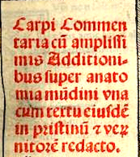 Detail of title page of Berengario da Carpi